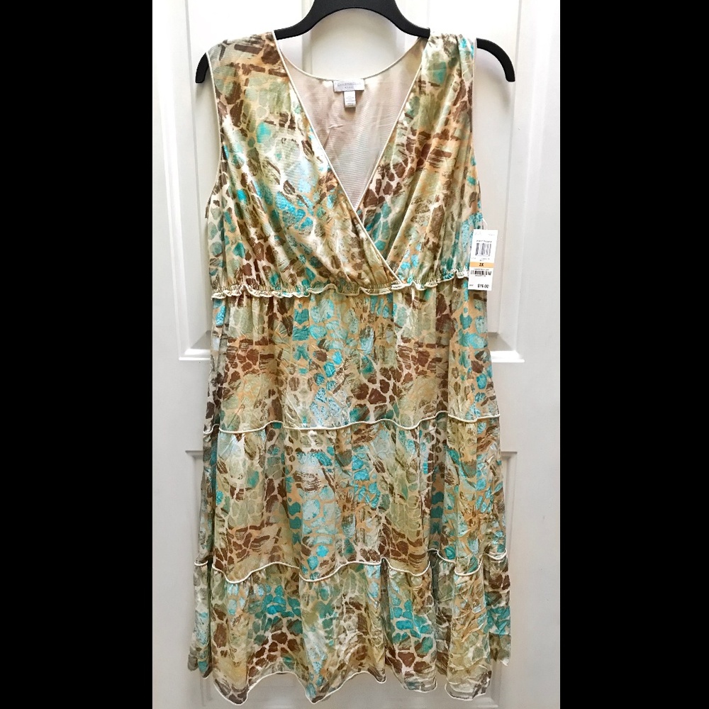 NWT Charter Club animal teal print wrap dress 2X
